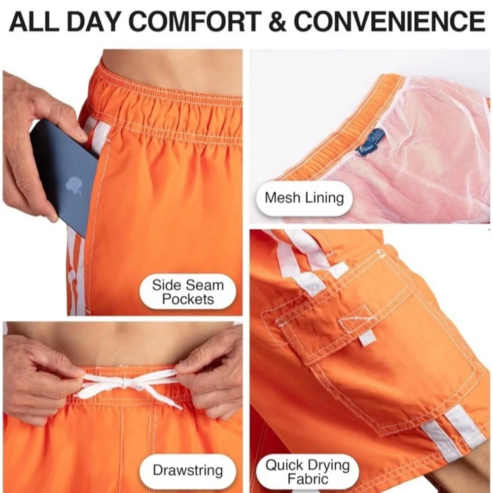 NWT Kanu Surf Men's Barracuda Swim Trunks - Color Orange‎ - Size M